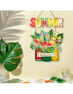 Cartel de Bienvenida Verano Celestdeco Frutas Tropicales 29x29cm 2