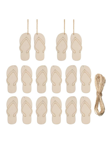 20 Recortes de Madera en Forma de Chanclas JANOU 10x4.3 cm