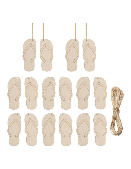 20 Recortes de Madera en Forma de Chanclas JANOU 10x4.3 cm