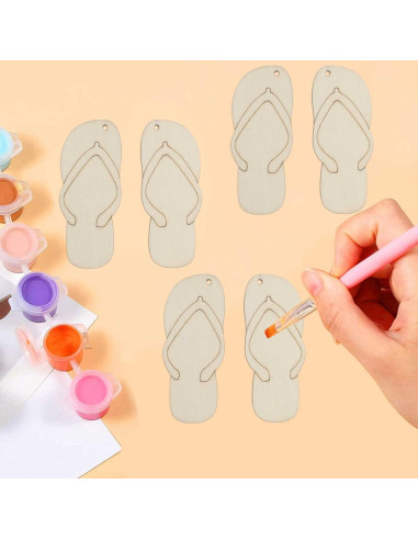 20 Recortes de Madera en Forma de Chanclas JANOU 10x4.3 cm