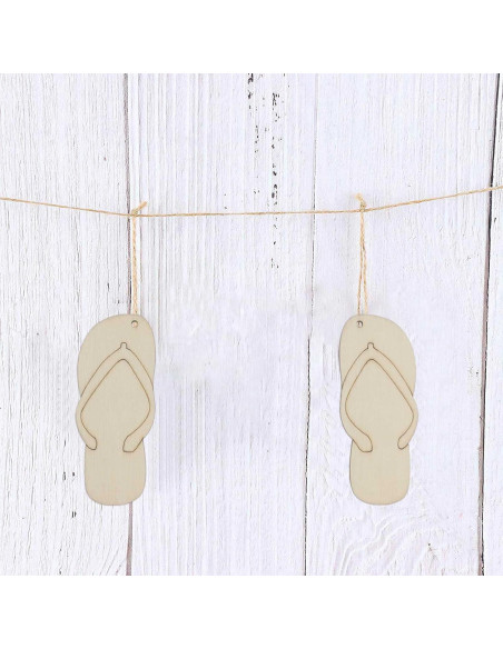 20 Recortes de Madera en Forma de Chanclas JANOU 10x4.3 cm