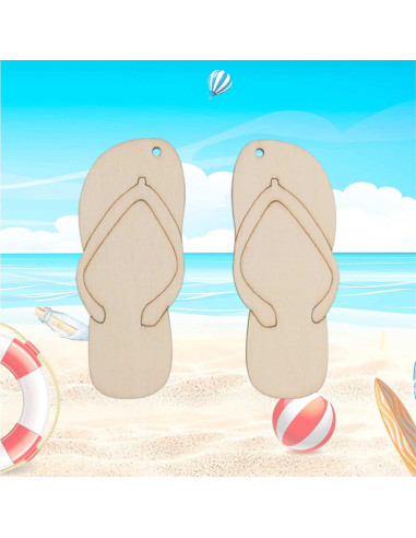 20 Recortes de Madera en Forma de Chanclas JANOU 10x4.3 cm
