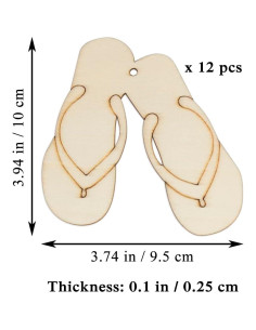 12 Recortes de Madera Pantufla Creaides 9.5x10 cm para Manualidades 2