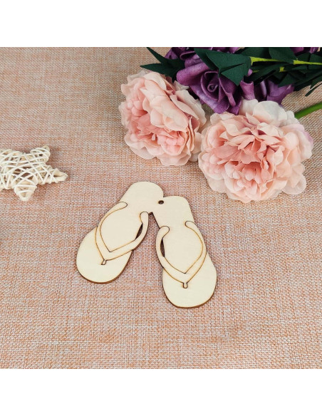 12 Recortes de Madera Pantufla Creaides 9.5x10 cm para Manualidades