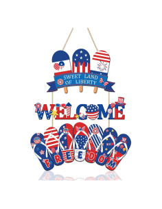Cartel Colgante Patriótico 4 de Julio HOURIA - Bienvenida Colorido