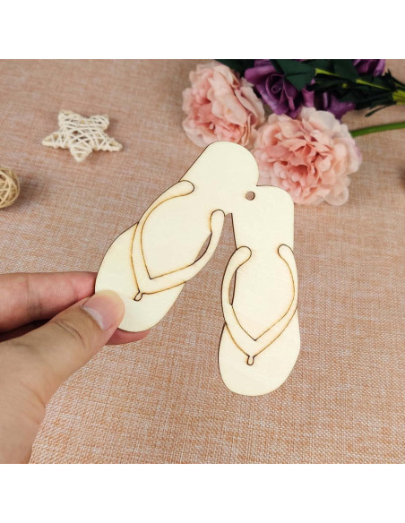 12 Recortes de Madera Pantufla Creaides 9.5x10 cm para Manualidades
