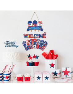 Cartel Colgante Patriótico 4 de Julio HOURIA - Bienvenida Colorido 2