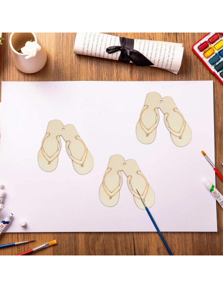 12 Recortes de Madera Pantufla Creaides 9.5x10 cm para Manualidades