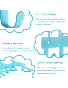 Soporte de Toallas Montaje en Pared Topspeeder 8 Ganchos Azul 2