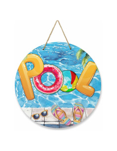 Cartel de Bienvenida de Madera Funnywall88 30.48 cm Azul