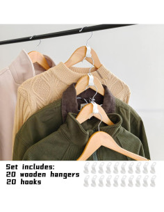 Paquete de 20 Perchas de Madera BGRQRIQ - Alta Resistencia 2