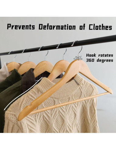 Paquete de 20 Perchas de Madera BGRQRIQ - Alta Resistencia