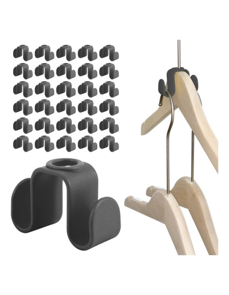 30 Ganchos Conectores para Perchas KWOKWEI Ahorra Espacio Gris 30 Ganchos Conectores para Perchas KWOKWEI Ahorra Espacio Gris