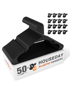 Perchas de Plástico HOUSE DAY Negras 50 Unidades Antideslizantes