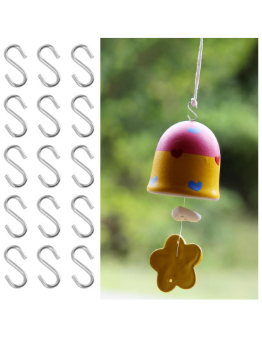 100 Ganchos en S Mini Molain de Acero Inoxidable Plata 1.4 cm