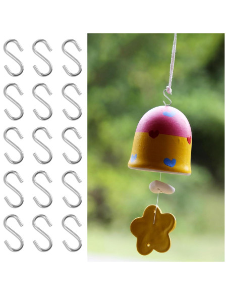 100 Ganchos en S Mini Molain de Acero Inoxidable Plata 1.4 cm