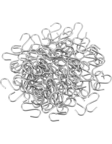100 Ganchos en S Mini Molain de Acero Inoxidable Plata 1.4 cm