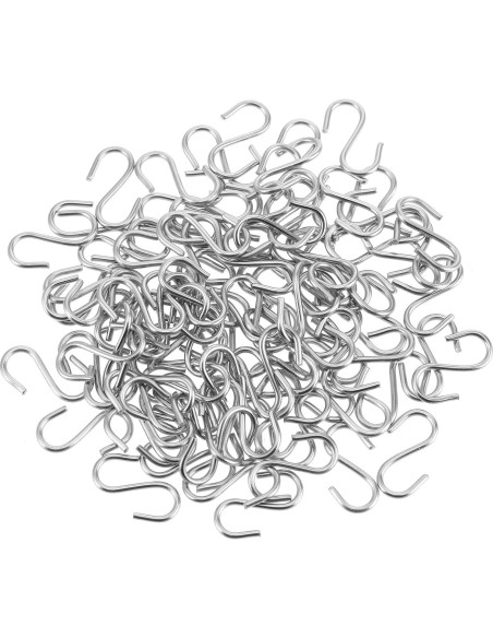 100 Ganchos en S Mini Molain de Acero Inoxidable Plata 1.4 cm