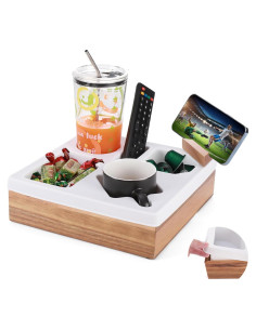 Bandeja Soporte Taza Sofá DucaFaery Madera Acacia 28cm