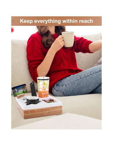 Bandeja Soporte Taza Sofá DucaFaery Madera Acacia 28cm