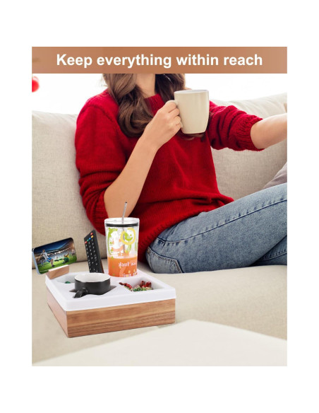 Bandeja Soporte Taza Sofá DucaFaery Madera Acacia 28cm