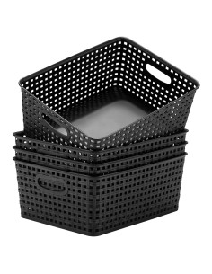 Cestas de Almacenamiento Plástico Esliter 29x22x11 cm - Paquete de 4