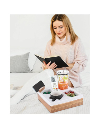 Bandeja Soporte Taza Sofá DucaFaery Madera Acacia 28cm