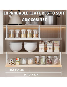 Organizador Bajo Gabinete Finnhomy 2 Pack Ajustable Gris Claro 2