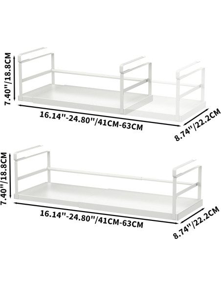 Organizador Bajo Gabinete Finnhomy 2 Pack Ajustable Gris Claro