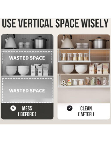 Organizador Bajo Gabinete Finnhomy 2 Pack Ajustable Gris Claro