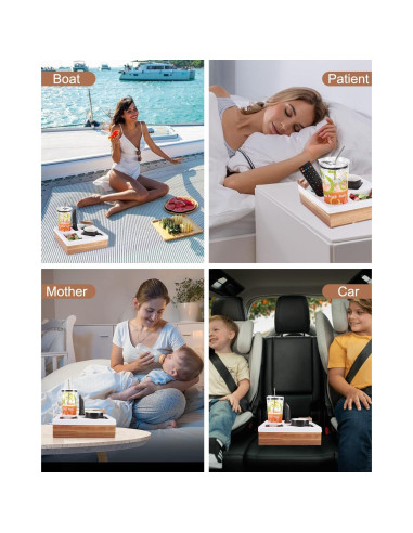 Bandeja Soporte Taza Sofá DucaFaery Madera Acacia 28cm