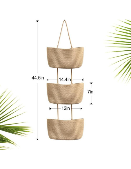 Canasta Colgante TeoKJ de Algodón Yute 3 Niveles 1.1 kg