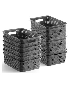 Cestas de Almacenamiento Plástico NETANY 12 Piezas 26.9x18.3cm