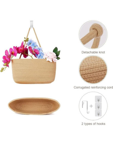 Canasta Colgante TeoKJ de Algodón Yute 3 Niveles 1.1 kg