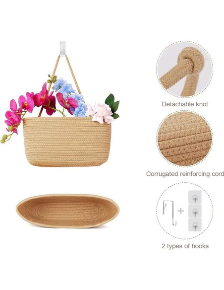 Canasta Colgante TeoKJ de Algodón Yute 3 Niveles 1.1 kg