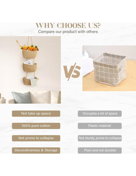 Canasta Colgante TeoKJ de Algodón Yute 3 Niveles 1.1 kg