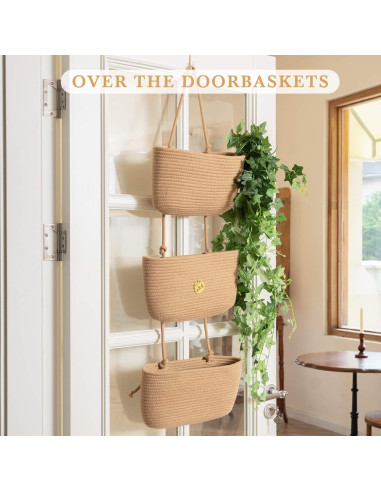 Canasta Colgante TeoKJ de Algodón Yute 3 Niveles 1.1 kg