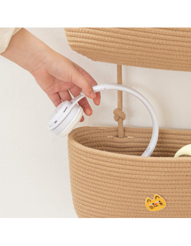 Canasta Colgante TeoKJ de Algodón Yute 3 Niveles 1.1 kg
