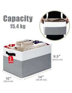 Conjunto de Cestas de Almacenamiento Lakatana - 2 Cestas 36x25x24cm y 6 Divisores 2