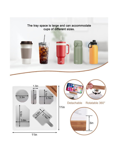 Bandeja Soporte Taza Sofá DucaFaery Madera Acacia 28cm