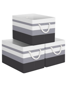 Cesta de Almacenamiento Plegable 3 Unidades Gris Gradiente