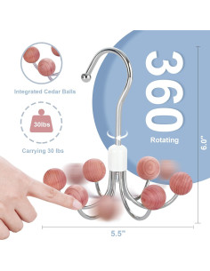Perchas Giratorias TOPIA HANGER 2-Pack con Bolas de Cedro 2