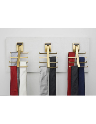 Soporte de Almacenamiento para Corbatas TAG Hardware 8 Ganchos Oro Mate