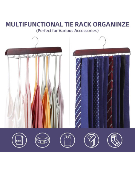 Soporte para Corbatas Kimo Plegable 20 Ganchos Marrón