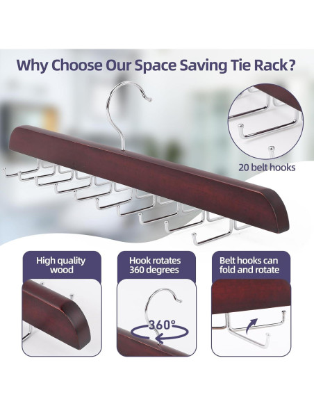 Soporte para Corbatas Kimo Plegable 20 Ganchos Marrón