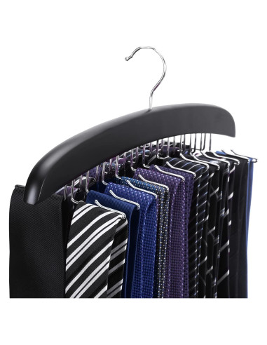 Perchero de Corbatas SUNTRADE Negro 24 Ganchos Giratorios