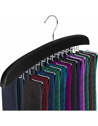 Perchero de Corbatas SUNTRADE Negro 24 Ganchos Giratorios