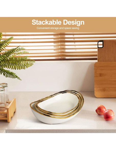 Canasta de Frutas de 3 Niveles YUNLINLI - Soporte Cerámica y Metal