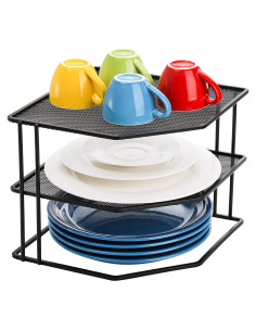 Estante de esquina Yarlung de 3 niveles, negro, 22.86x22.86 cm