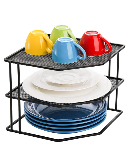 Estante de esquina Yarlung de 3 niveles, negro, 22.86x22.86 cm